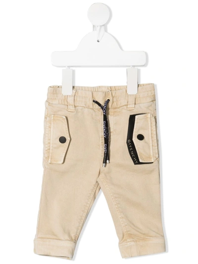 Givenchy Babies' Drawstring Slim-cut Trousers In 中性色