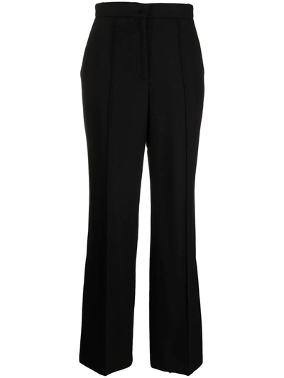 12 Storeez Side-slit Flared Trousers In Black