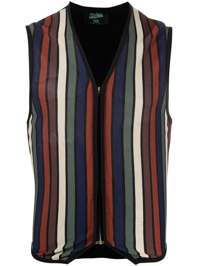 Pre-owned Jean Paul Gaultier 1990s Stripe-print Waistcoat In Black
