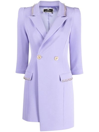 Elisabetta Franchi Double-breasted Tuxedo Dress In Purple