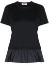 Herno Layered Short-sleeve Cotton Top In Black