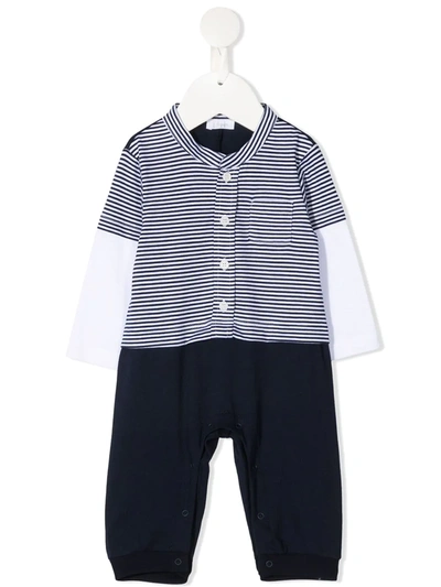 Il Gufo Babies' Striped Long-sleeved Jumpsuit In Blu