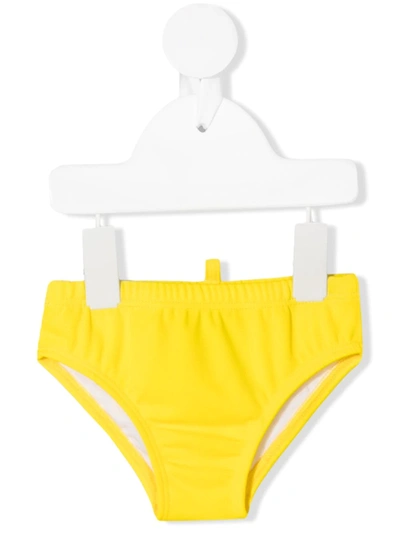 Dsquared2 Babies' Rear Logo-print Swim Trunks In Yellow