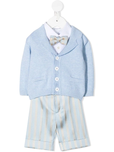 Colorichiari Babies' Suit-style Cotton Romper In 蓝色