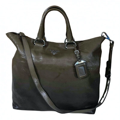 Pre-owned Prada Patent Leather Tote In Brown