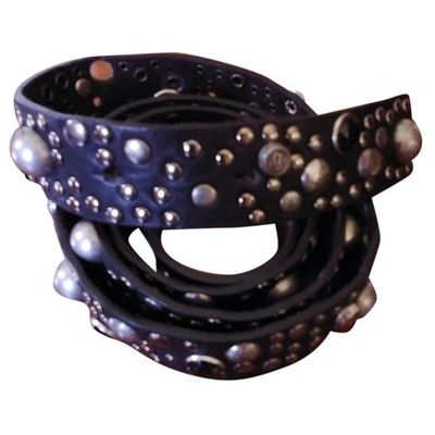 Pre-owned Galliano Leather Belt In Black