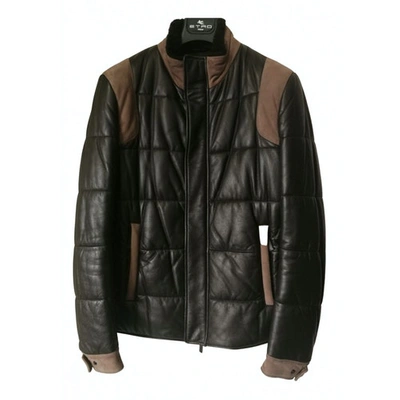 Pre-owned Etro Leather Jacket In Brown