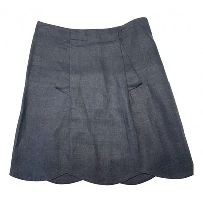 Pre-owned Chloé Linen Mid-length Skirt In Navy