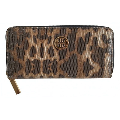 Pre-owned Tory Burch Leather Card Wallet In Brown