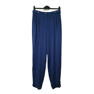 Pre-owned Emporio Armani Silk Trousers In Blue