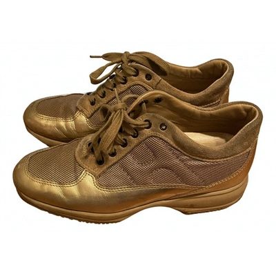 Pre-owned Hogan Leather Trainers In Gold