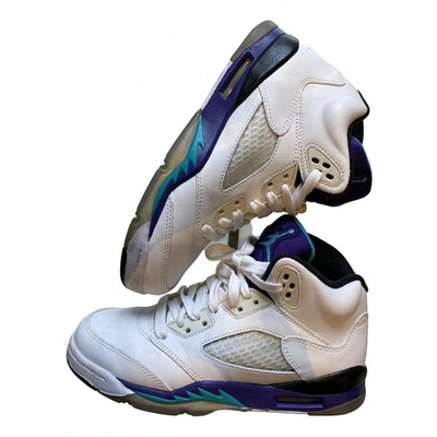 Pre-owned Jordan 5 Leather Trainers In White