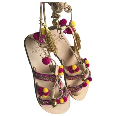 Pre-owned Mabu By Maria Bk Leather Sandal In Pink