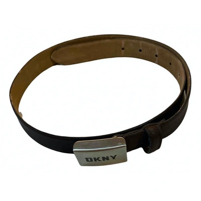Pre-owned Dkny Cloth Belt In Brown