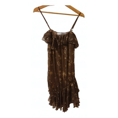 Pre-owned Kaos Silk Mini Dress In Brown