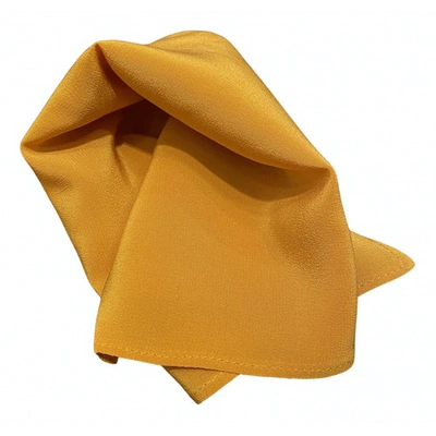 Pre-owned Bvlgari Silk Scarf & Pocket Square In Yellow