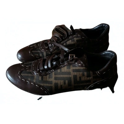 Pre-owned Fendi Leather Trainers In Brown