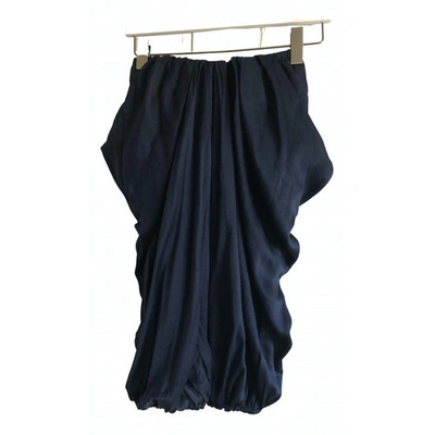 Pre-owned Lanvin Silk Skirt In Navy