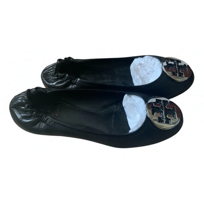 Pre-owned Tory Burch Leather Ballet Flats In Black