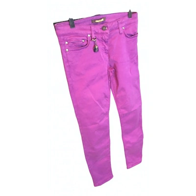Pre-owned Roberto Cavalli Large Pants In Purple