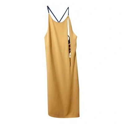 Pre-owned Genny Silk Mid-length Dress In Camel