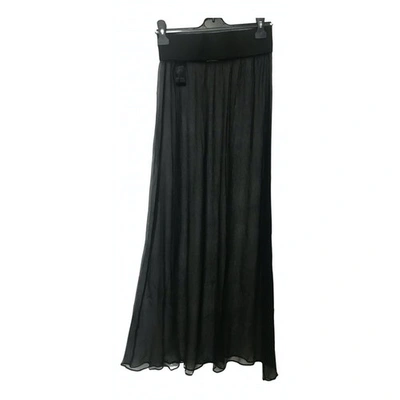 Pre-owned Anne Fontaine Silk Maxi Skirt In Black