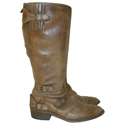 Pre-owned Belstaff Leather Biker Boots In Brown