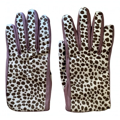 Pre-owned Furla Leather Gloves In Pink