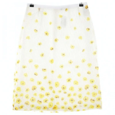 Pre-owned Strenesse Silk Skirt In White