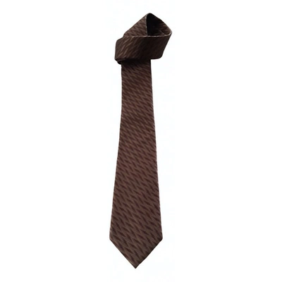 Pre-owned Les Copains Silk Tie In Brown