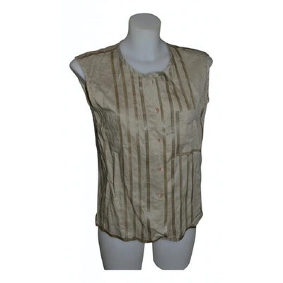 Pre-owned Issey Miyake Linen Blouse In Khaki