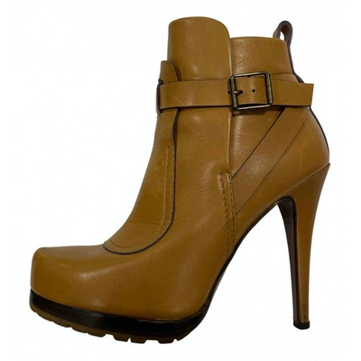 Pre-owned Etro Leather Buckled Boots In Camel