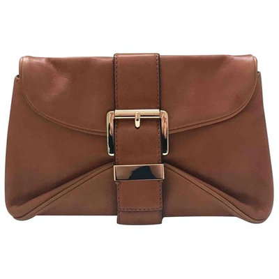 Pre-owned Michael Kors Leather Clutch Bag In Camel