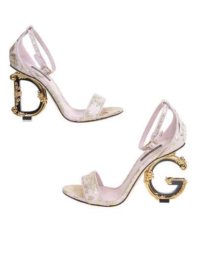 Dolce & Gabbana Keira Sandal In Pink Brocade Fabric