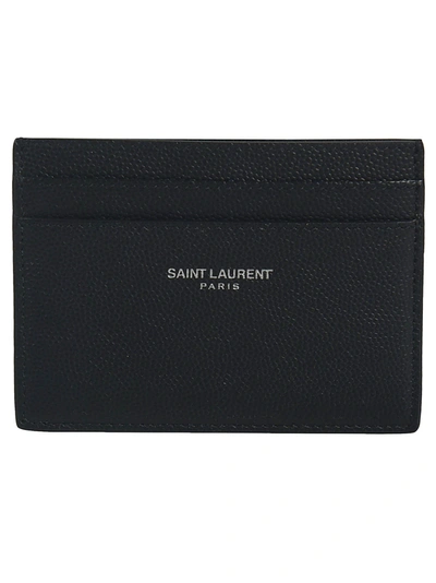 Saint Laurent Regular Logo Card Holder In Black