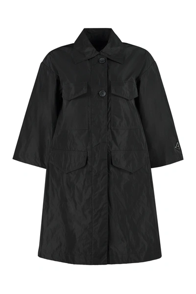 Add Techno Fabric Raincoat In Black
