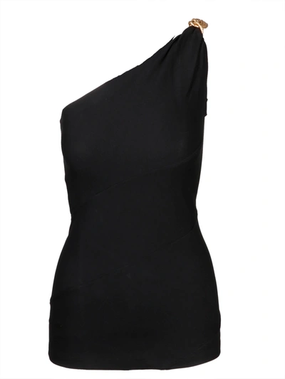 Givenchy One-shoulder Chain-embellished Stretch-crepe Top In Black