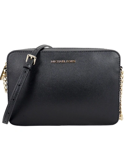 Michael Kors Jet Set 黑色大号ew Saffiano皮革斜挎包 In Black