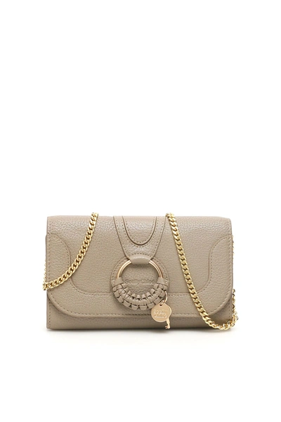 See By Chloé Hana Long Wallet Chain Mini Bag In Grey,beige