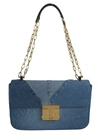 TOM FORD LOGO PLAQUE FLAP DENIM SHOULDER BAG,11755997