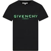 GIVENCHY BLACK T-SHIRT FOR KIDS WITH LOGO,H25257 09B