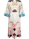 Valentino Printed Silk-crepe Midi Dress In Brown