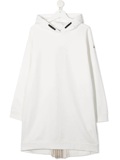 Moncler Pleated-detail Hooded Dress In White