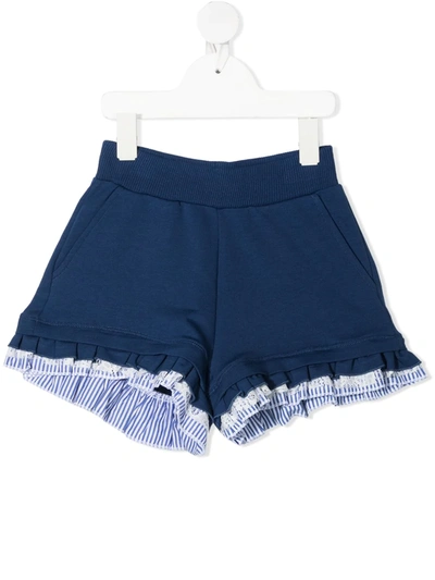 Monnalisa Kids' Ruffle-trimmed Shorts In Blue