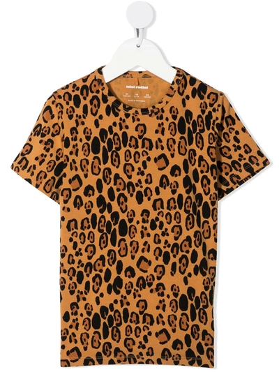 Mini Rodini Kids' Leopard-print Short-sleeve T-shirt In Brown