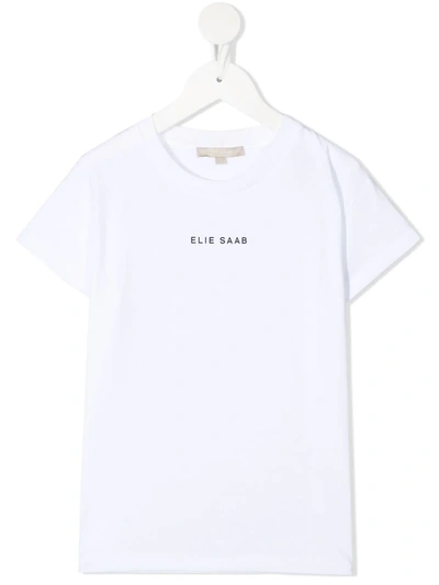 Elie Saab Junior Teen Rhinestone Logo T-shirt In White
