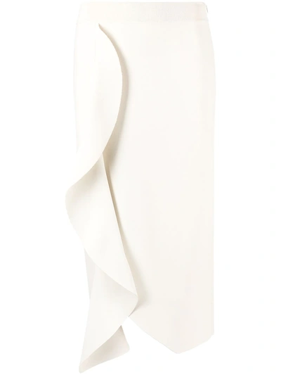 Alexander Mcqueen Engineered Sculpted Knit Pencil Skirt In White