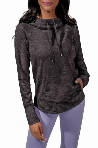 90 Degree By Reflex Cold Gear Hooded Heathered Sweatshirt In Htr.charcoal