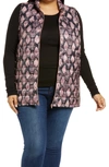 Bobeau Quilted Puffer Vest In Withered Rose Snake
