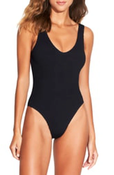 Bound By Bond-eye The Mara Ribbed One-piece Swimsuit In Black